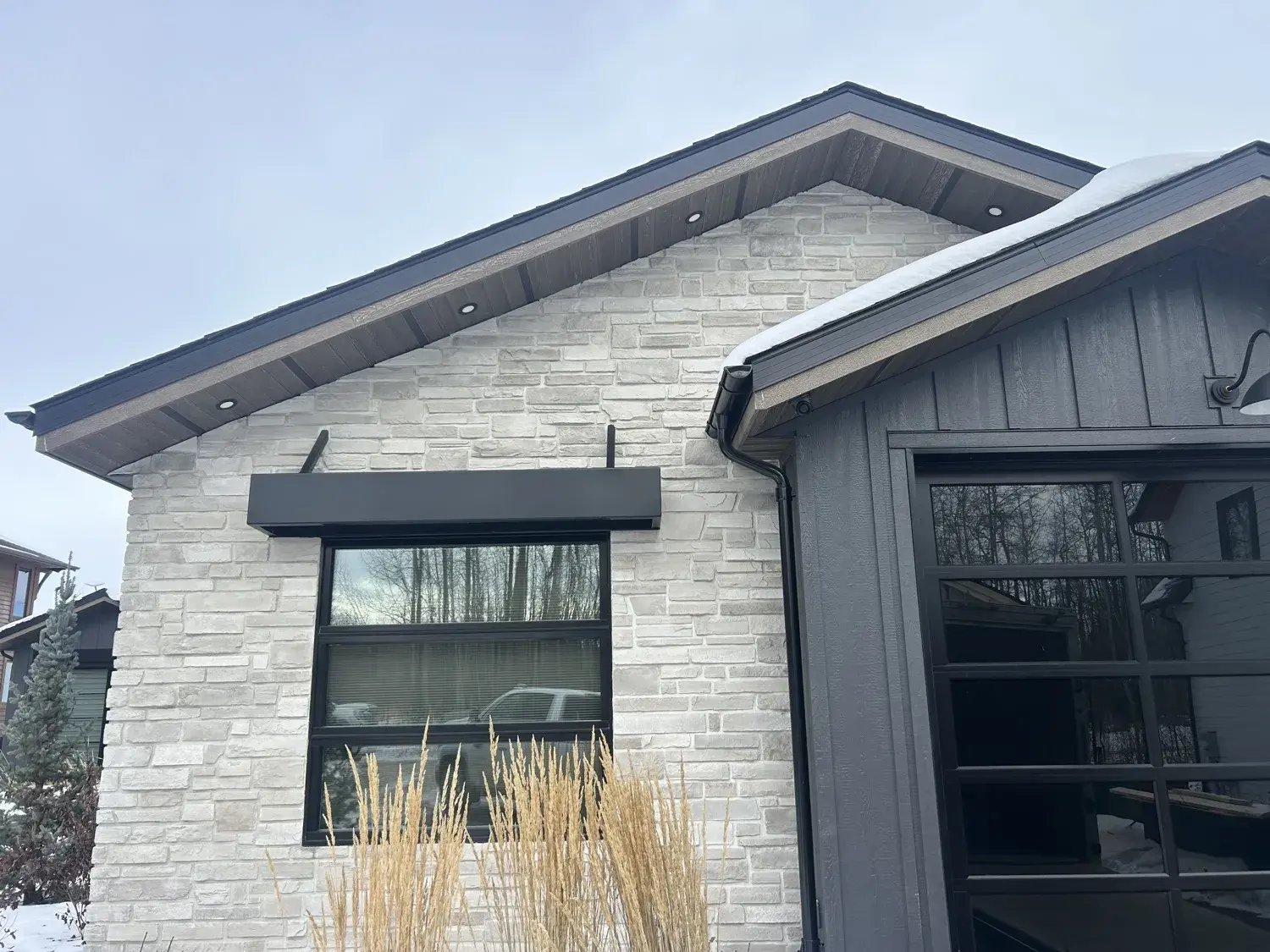 Seamless eavestrough, soffit, and fascia installation on a Red Deer home